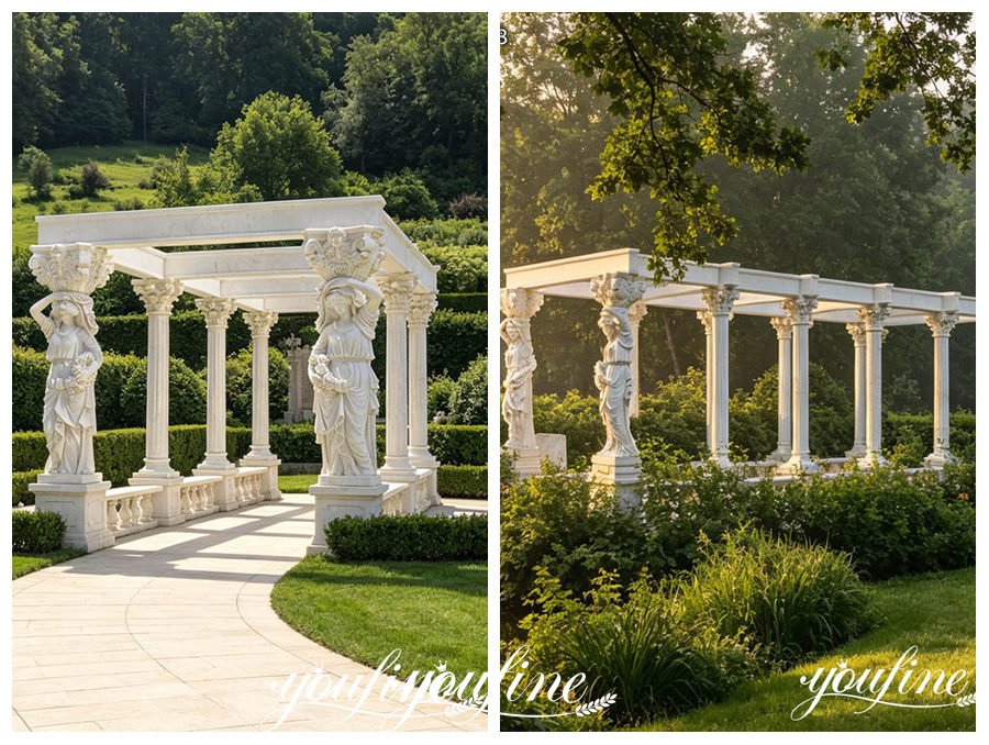 garden stone gazebo in different gardens