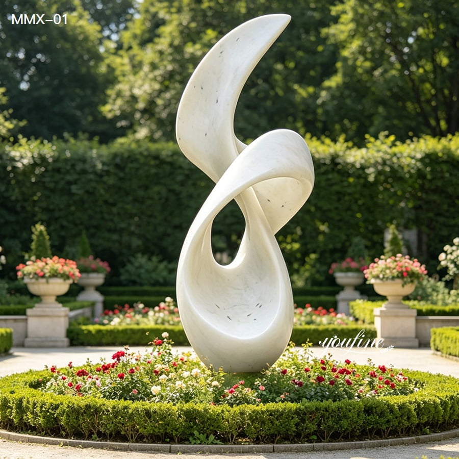 Abstract flowing white marble sculpture