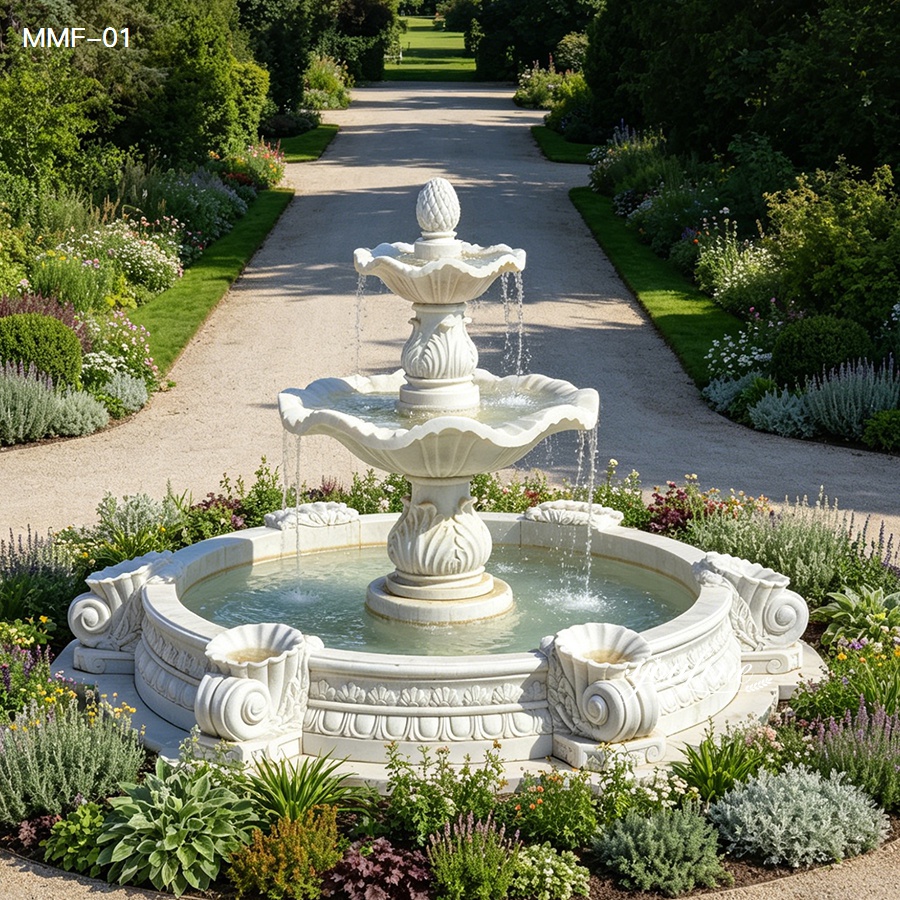 Elegant natural marble fountain for luxury outdoor garden decoration
