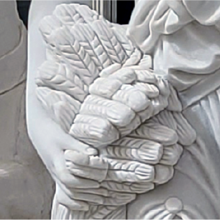 Classical Marble Sculpture of Hands Holding a Sheaf of Wheat