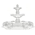 Technical design sketch of a custom two tiered marble fountain