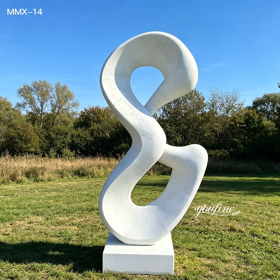 Dynamic modern abstract marble sculpture, fluid form for public landscapes and courtyards
