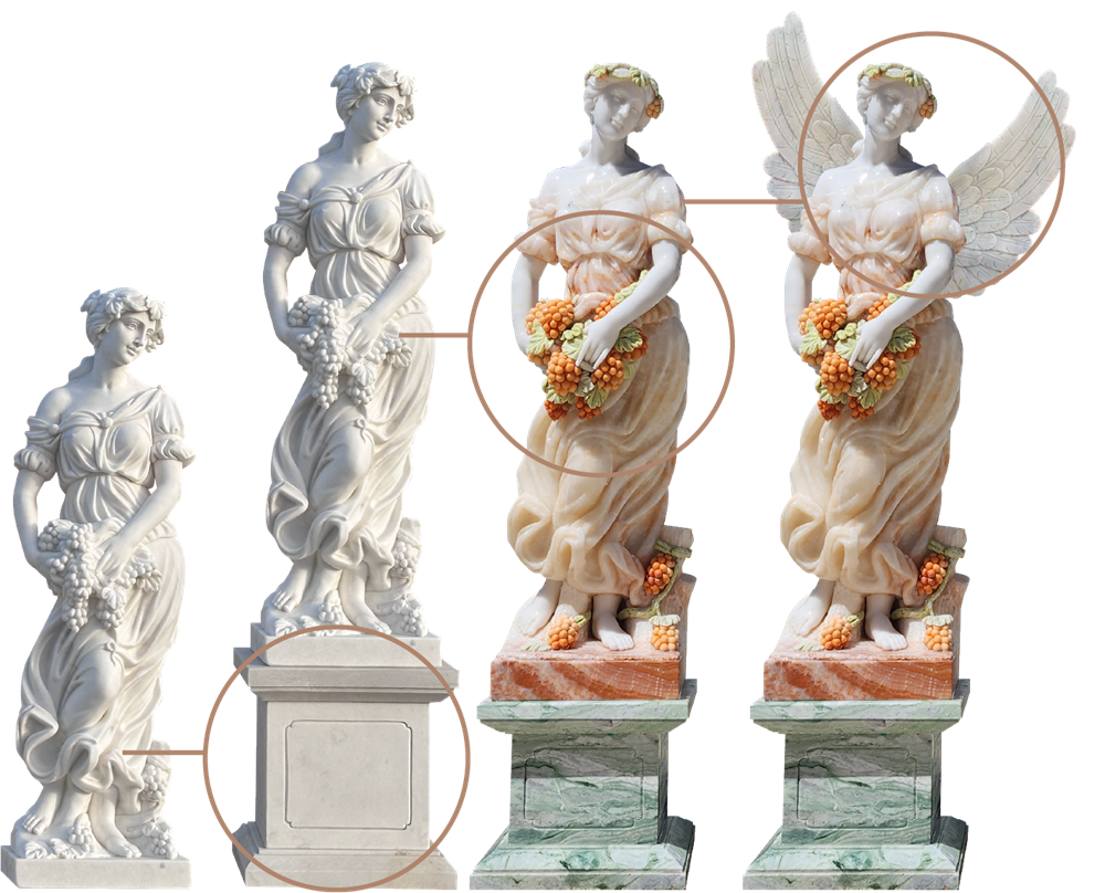Four Seasons God Sculpture Customized Base, Customized Material and Wings