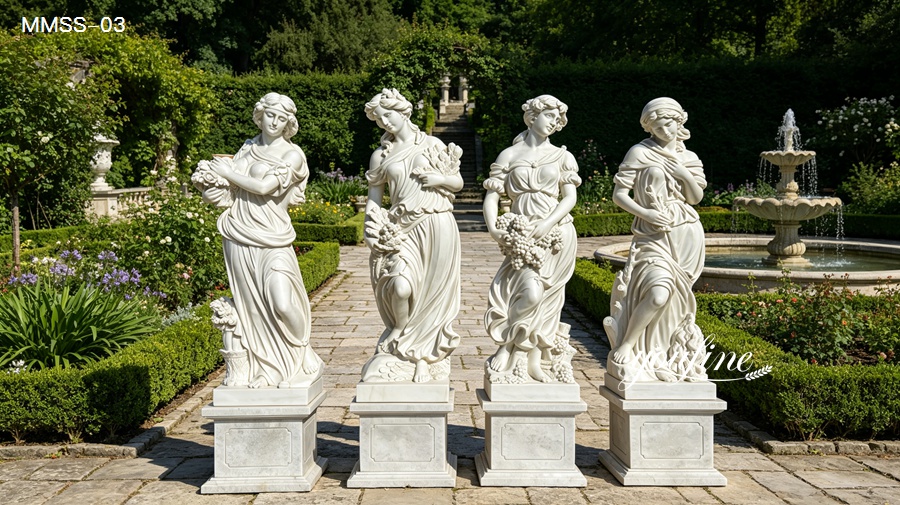 Classical Four Seasons White Marble Goddess Statues Set