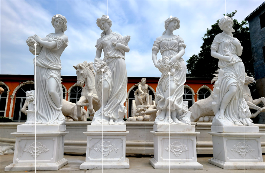 Full Set of Four Seasons Marble Goddess Statues