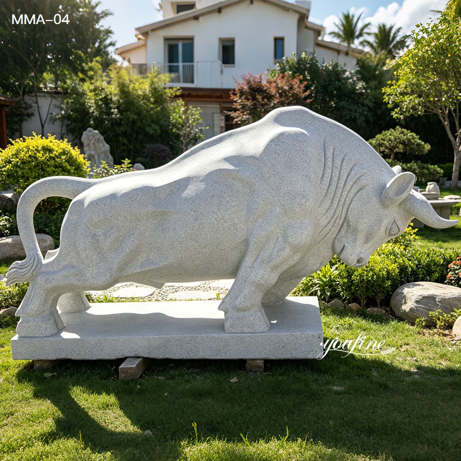 Gray Granite Bull Sculpture