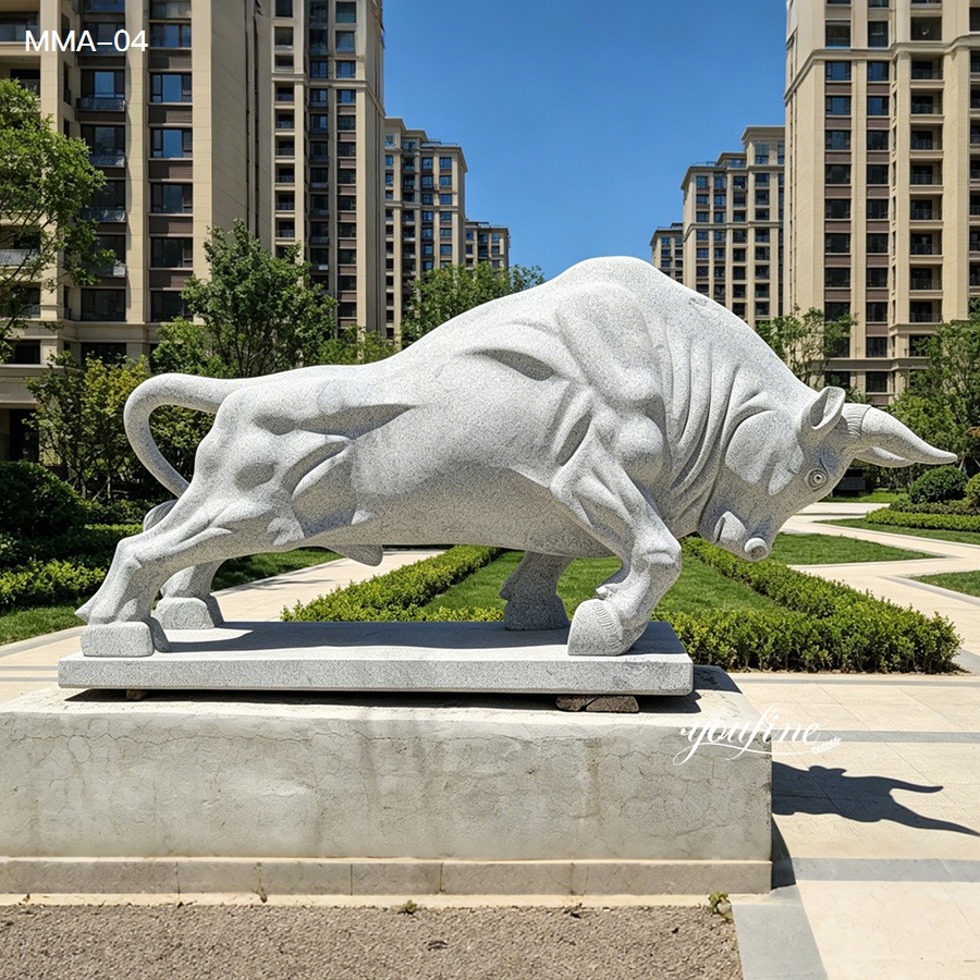 Natural gray stone bull sculpture for urban landscape decor