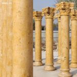 close-up of Henan yellow marble texture used for antique Roman gazebo
