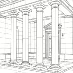Technical CAD drawing of marble pillars for sale, showing classic tapered column proportions for architectural projects