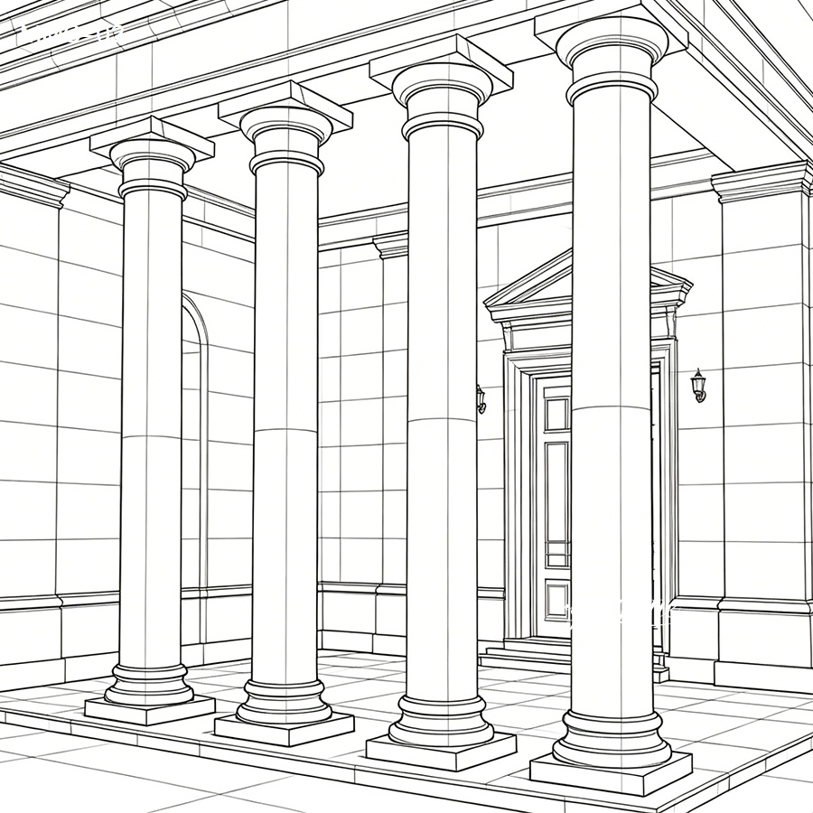 Technical CAD drawing of marble pillars for sale, showing classic tapered column proportions for architectural projects