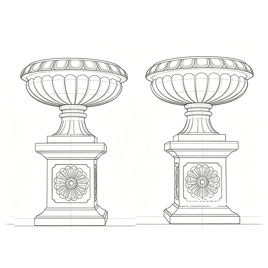 Marble Planter with Matching Base design