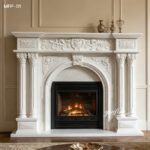 Classic carved marble fireplace surround for home interior design