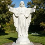 Natural white marble Jesus Christ statue with open arms, Sacred Heart, garden sculpture