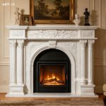 Premium carved marble fireplace surround with fluted columns