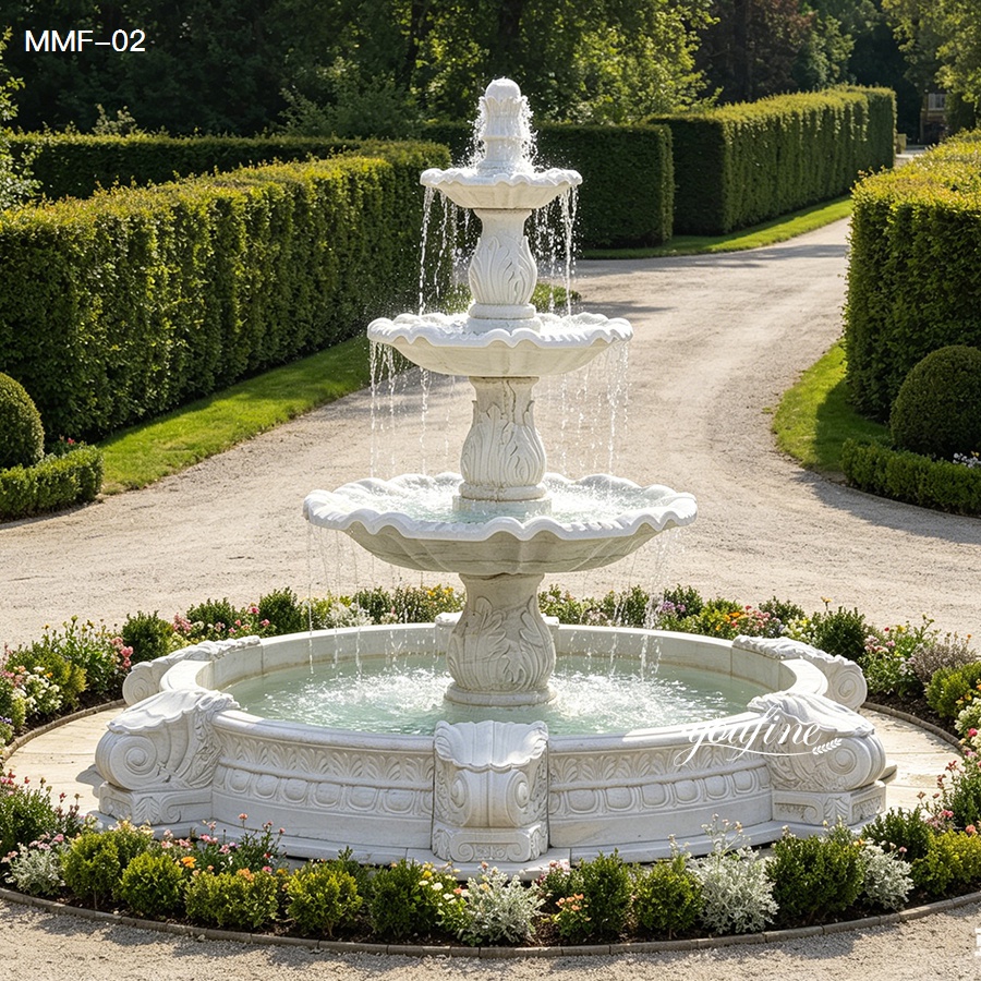 Marble 3-tier fountain for garden decoration
