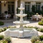 Elegant marble 3-tier fountain displayed outdoors