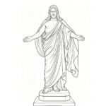 Draft sketch line drawing Belosol Christus Statue classic open-arm Jesus marble sculpture design