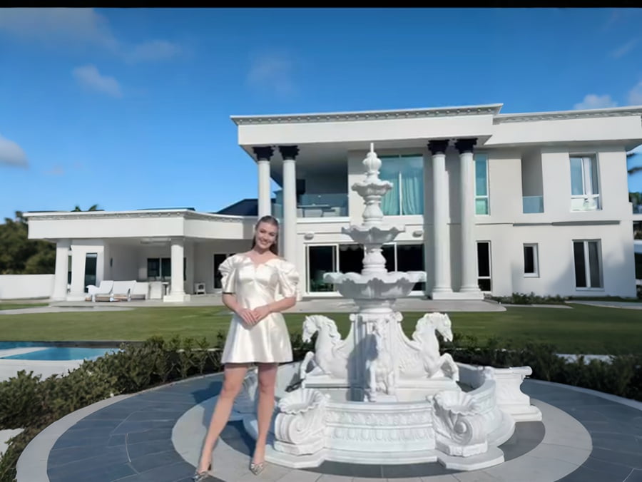 Ornate carved white marble fountain, finished onsite installation at New Zealand contemporary private villa