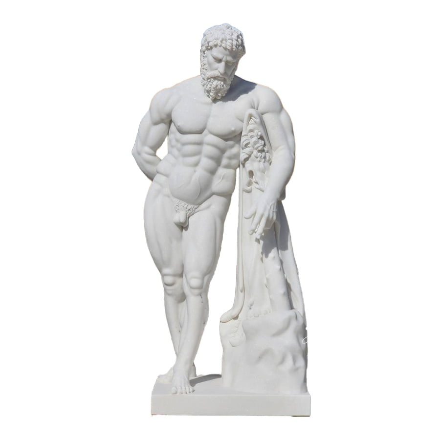 Handmade Hercules marble statue product shot with isolated white background