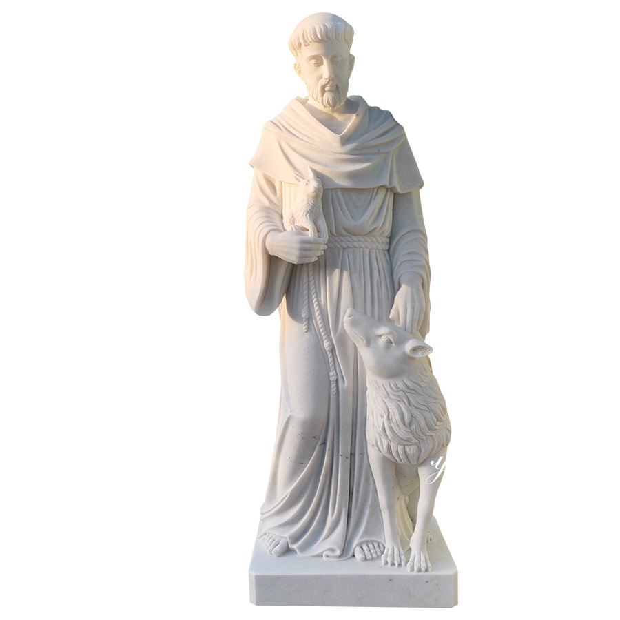 Isolated product image of marble St Francis of Assisi outdoor statue