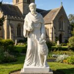 Marble st francis of assisi statue outdoor beside church architecture