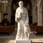 Front view of st francis of assisi statue in marble
