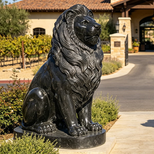 Black Granite Lion Sculpture