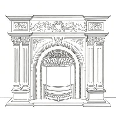 Columned Fireplace
