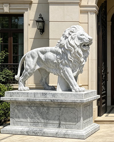 marble Standing Walking Lion statue