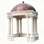 Exquisite marble pavilion featuring ornate columns and a copper dome, embodying high-end craftsmanship and architectural detail.