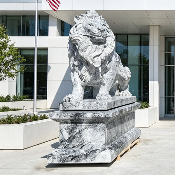 Grey Granite Lion for Public Buildings
