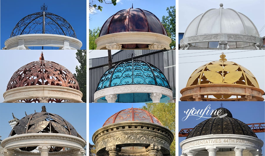 Elegant gazebo dome designs with cupolas and decorative finials