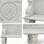 Elegant marble bench featuring intricate floral carvings, high-quality craftsmanship, and ornate decorative elements.
