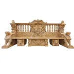 Elegant marble bench featuring intricate carvings, winged sphinx sculptures, and ornate decorative motifs in a classical design.