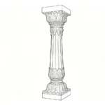 Detailed sketch of an ornate marble column with intricate carvings and fluted design, ideal for classical architecture.