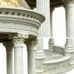 Intricately carved marble pavilion showcasing detailed columns, floral motifs, and elegant craftsmanship, ideal for decorative purposes.
