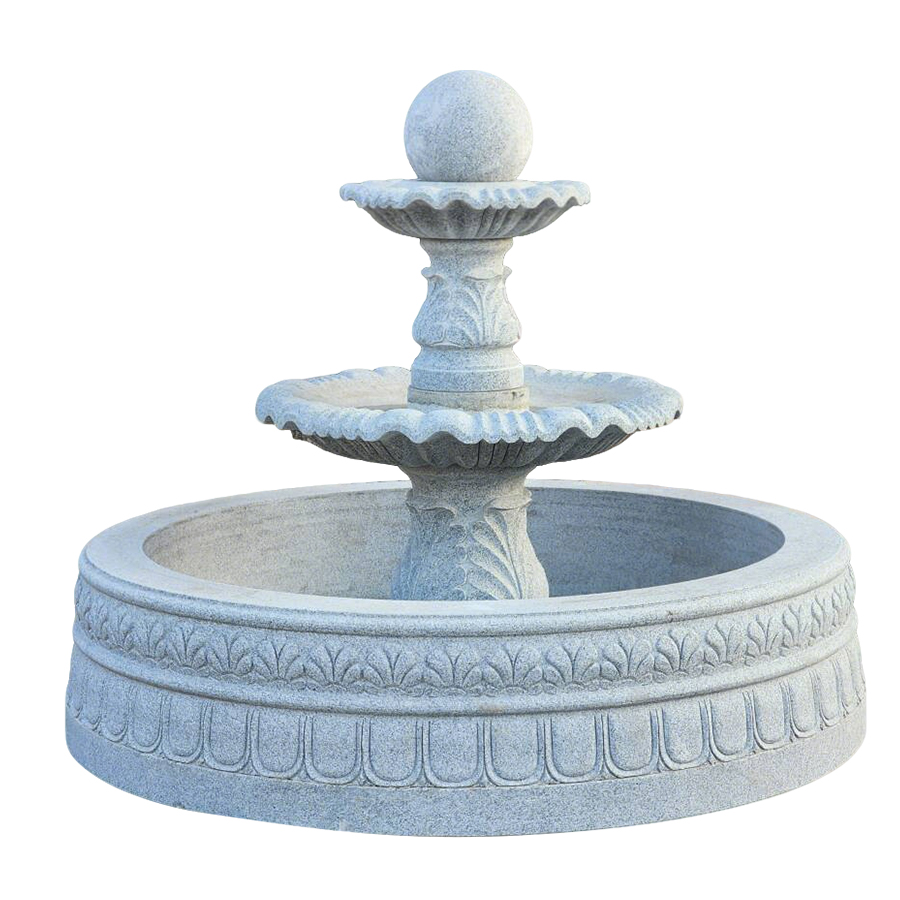 Ornate marble tiered fountain featuring intricate carvings and a round basin, ideal for luxury gardens or courtyards.