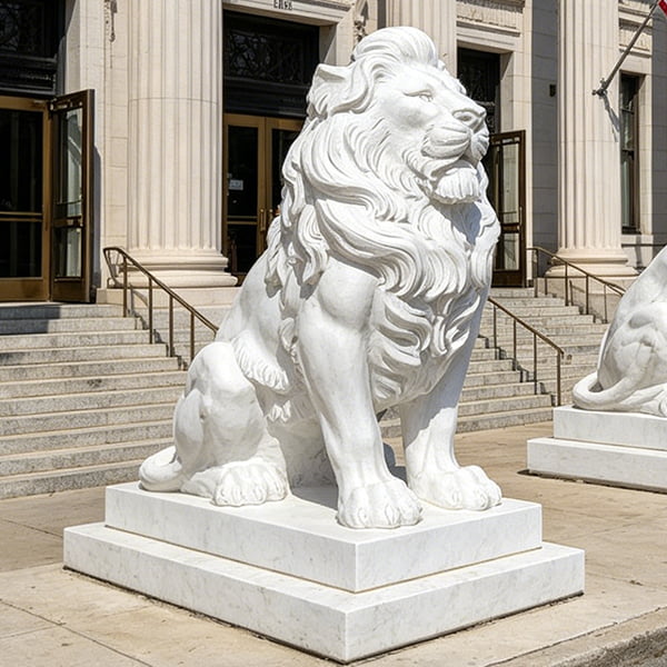 Pure White Marble Lion Sculpture