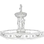 Detailed sketch of an ornate marble fountain with intricate patterns and classical figures, designed for luxurious settings.