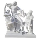 Marble sculpture of Laocoön and His Sons, depicting the dramatic struggle with serpents, expertly carved with detailed expressions.