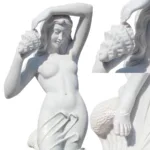 Exquisite white marble sculpture of a woman holding a seashell, showcasing fine details and graceful design.